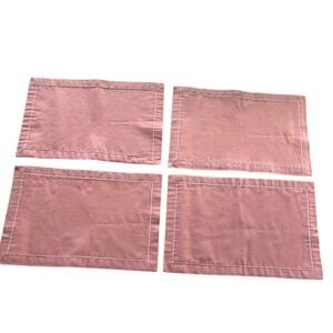 Set of 4 Pink Placemats Cotton Rectangle